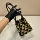 Prada Small Symbole Bag Embroidered Fabric 1BA368 Black/Beige