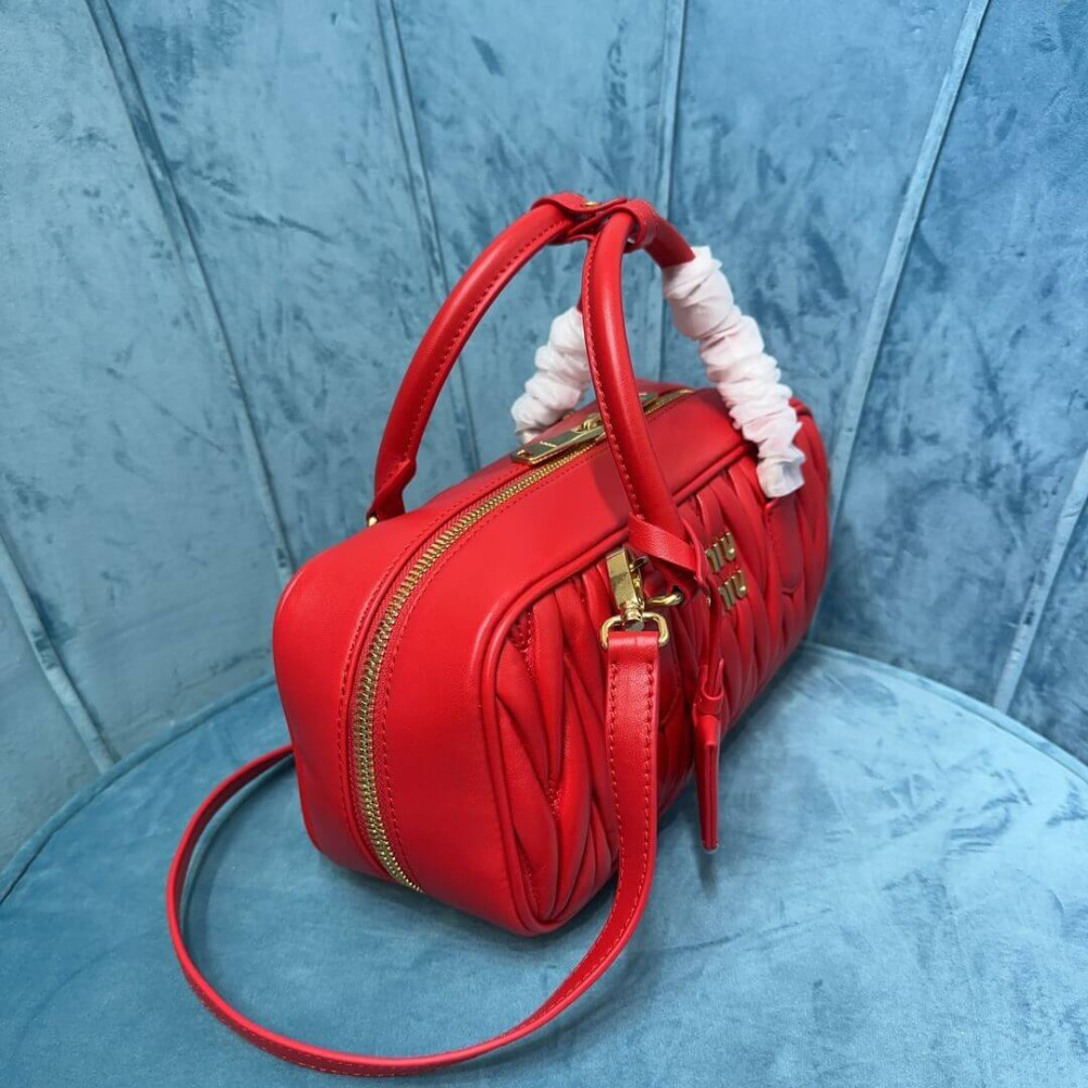 Miu Miu Arcadie Matelasse Nappa Leather Bag 5BB148 Red