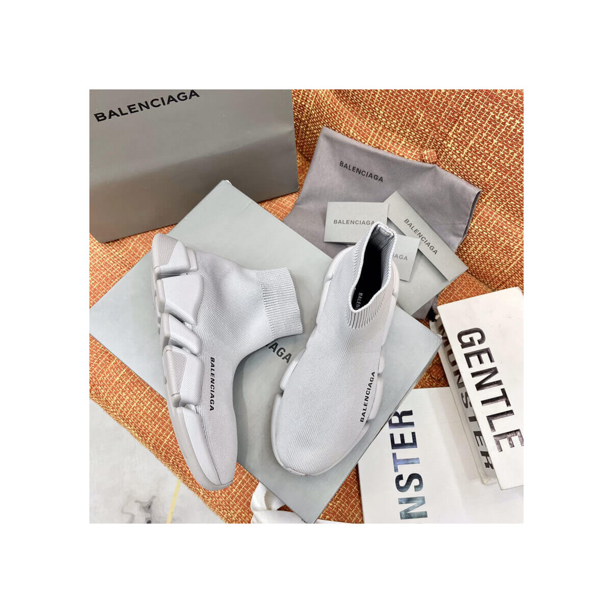 Balenciaga Speed 2.0 Knit Sock Sneakers 617239 Grey