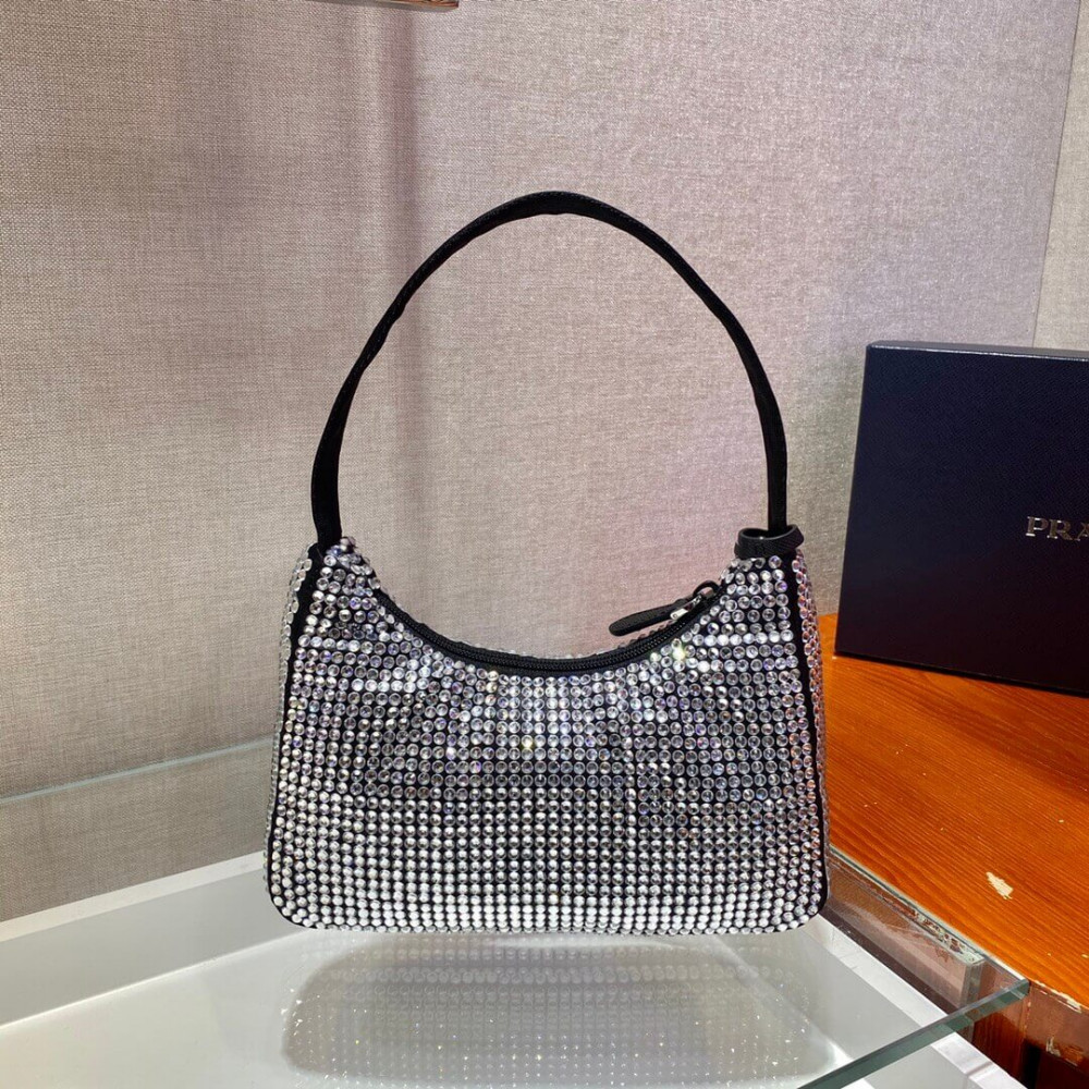 Prada Satin Mini-Bag With Artificial Crystals 1NE515