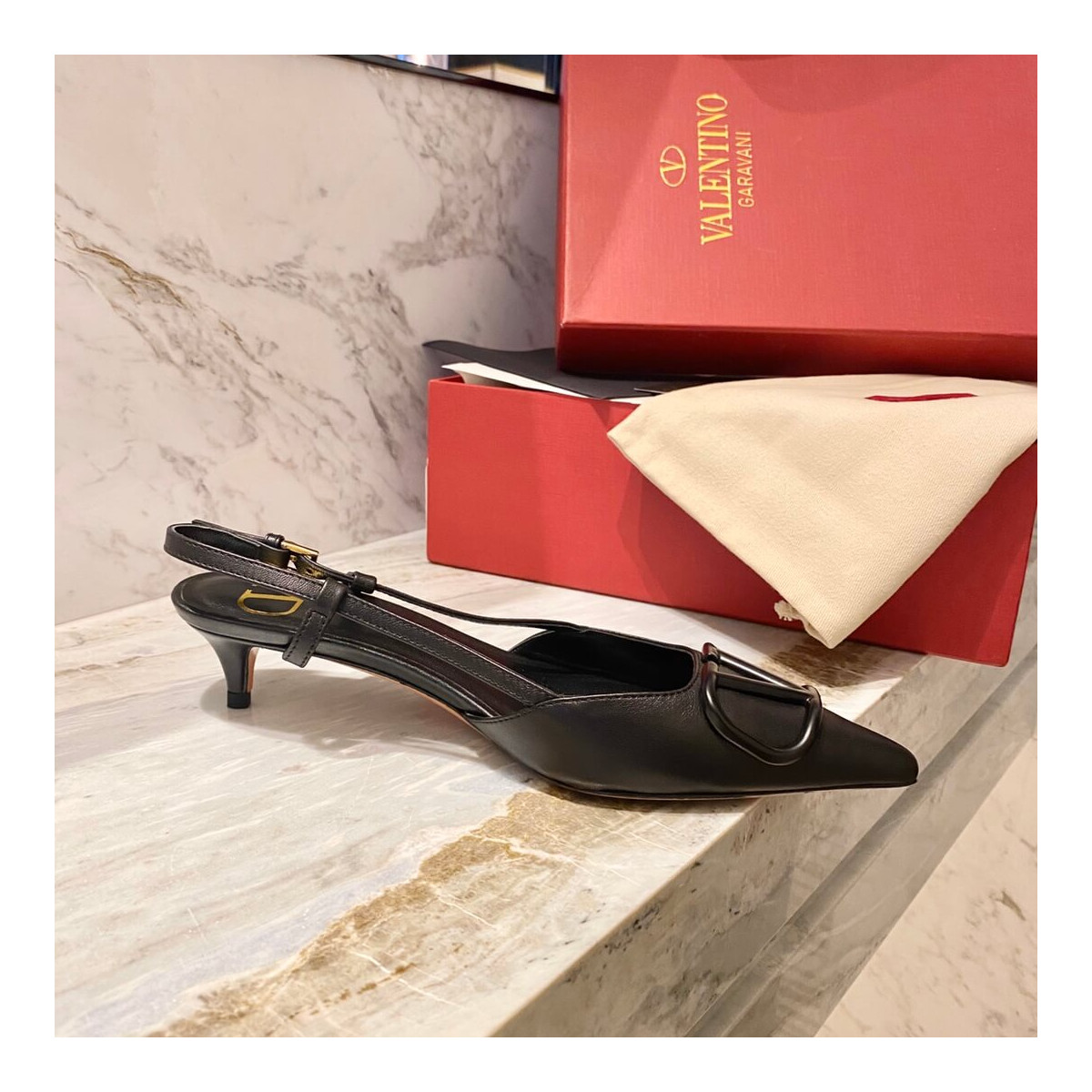 Valentino Garavani Vlogo Calfskin Slingback Pump 50mm SW2S0Q71