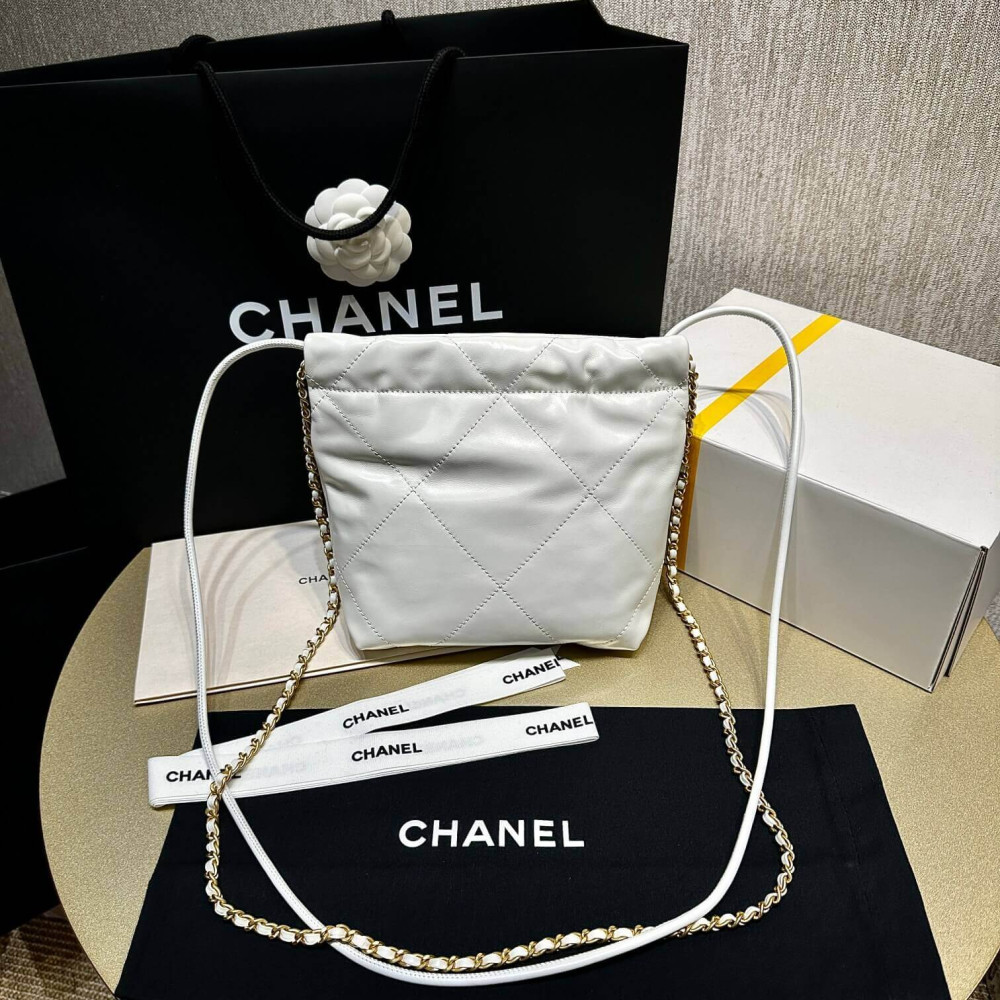 Chanel 22 Mini Bag Shiny Crumpled Calfskin with Pearl Chain AS3980