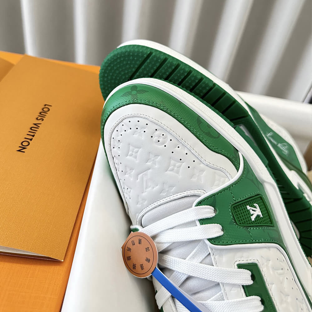 Louis Vuitton LV Trainer Sneaker Signature Green White 1AANG3