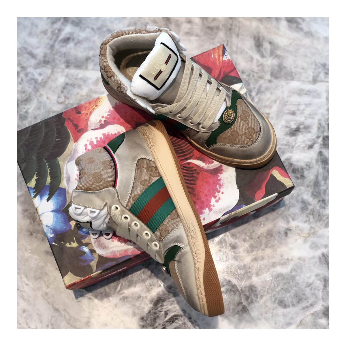 Gucci Screener GG High-Top Sneaker 563730 Green