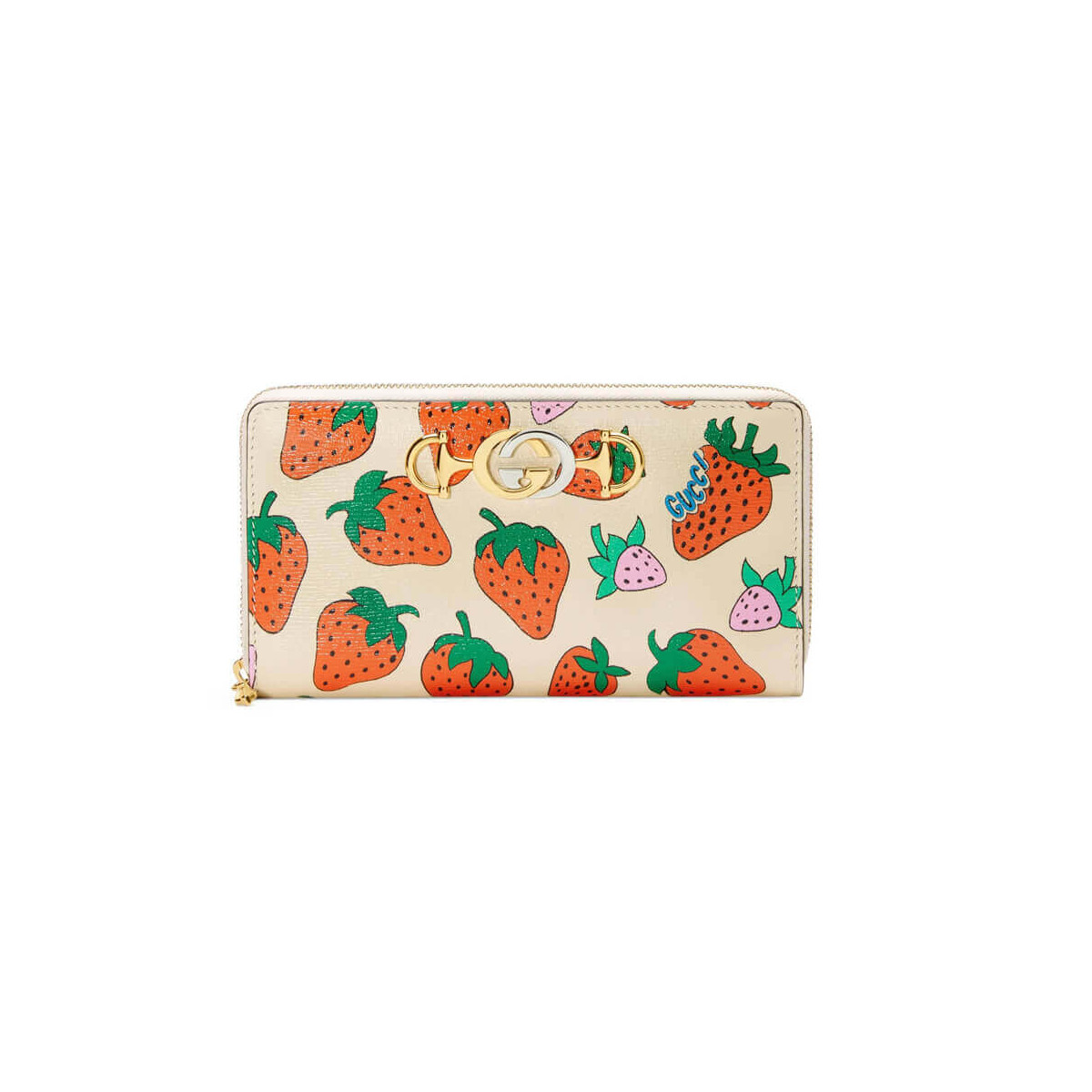 Gucci Zumi Strawberry Print Zip Around Wallet 570661