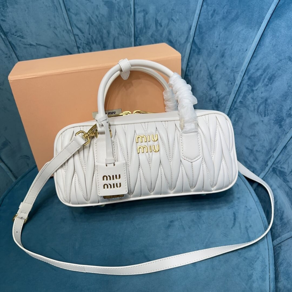 Miu Miu Arcadie Matelasse Nappa Leather Bag 5BB148 White