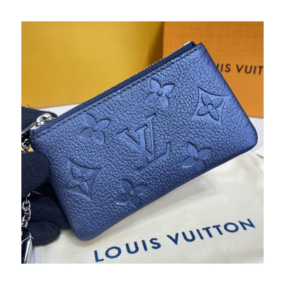 Louis Vuitton Monogram Empreinte Leather Key Pouch M80900 Navy Nacre