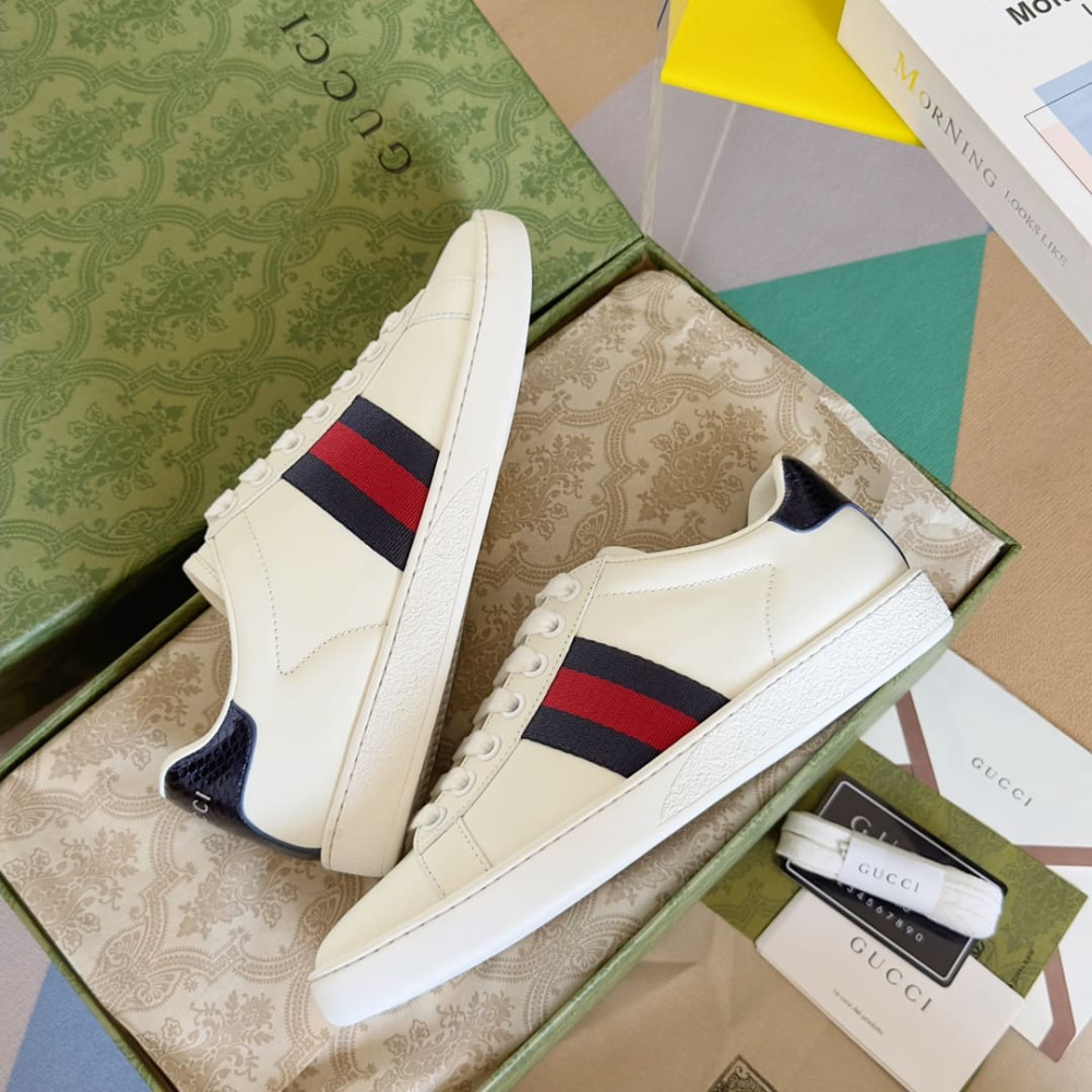 Gucci Ace Sneaker With Web White Blue Red