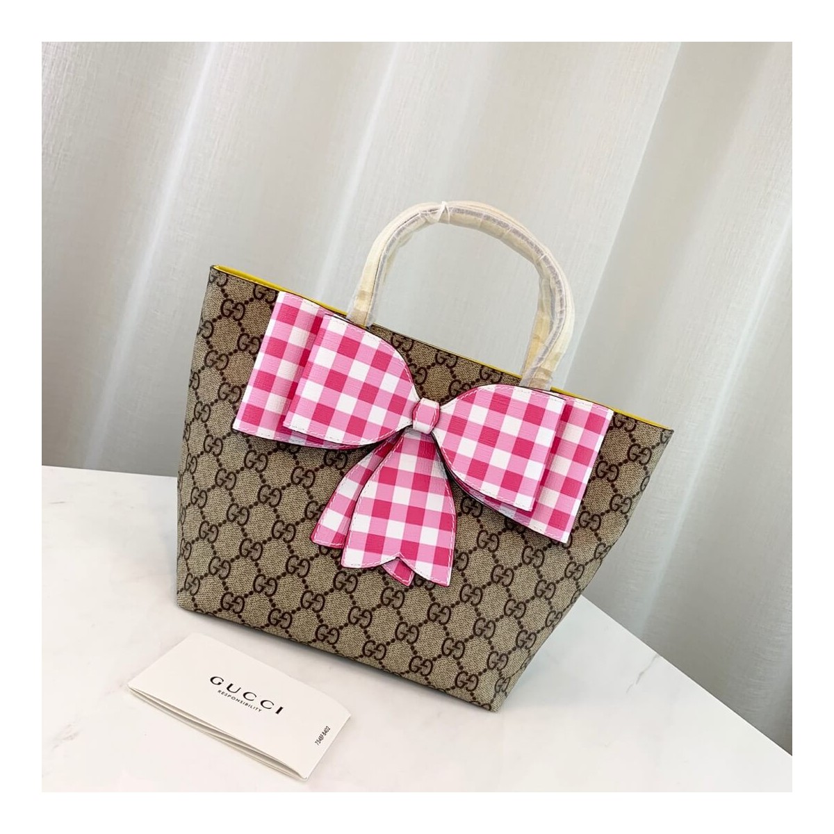 Gucci Children&#039;s GG Supreme Rainbow Bow Tote 501804