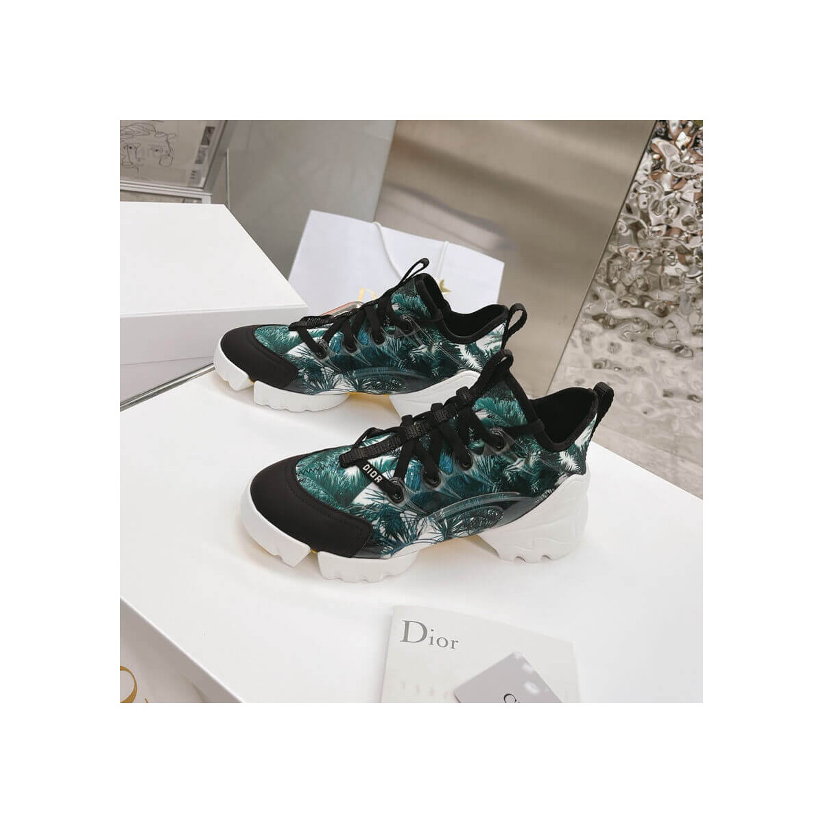 Christian Dior D-Connect Sneaker Indigo Blue Palms Printed K260