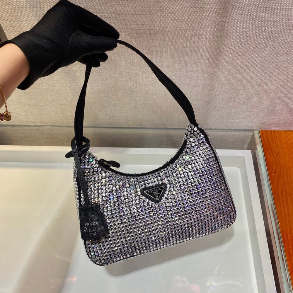 Prada Satin Mini-Bag With Artificial Crystals 1NE515