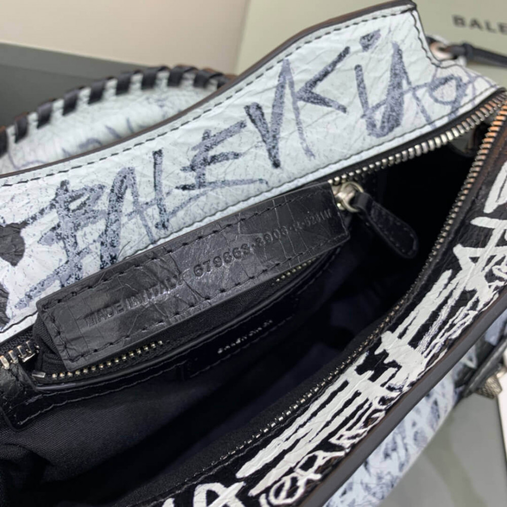 Balenciaga Neo Cagole XS Studded Printed Crinkled-Leather Tote 638515