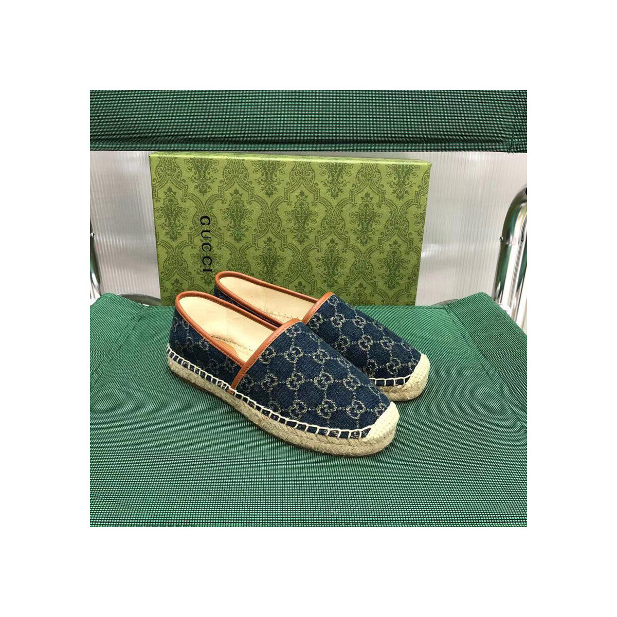 Gucci Jacquard GG Denim Espadrille 580877