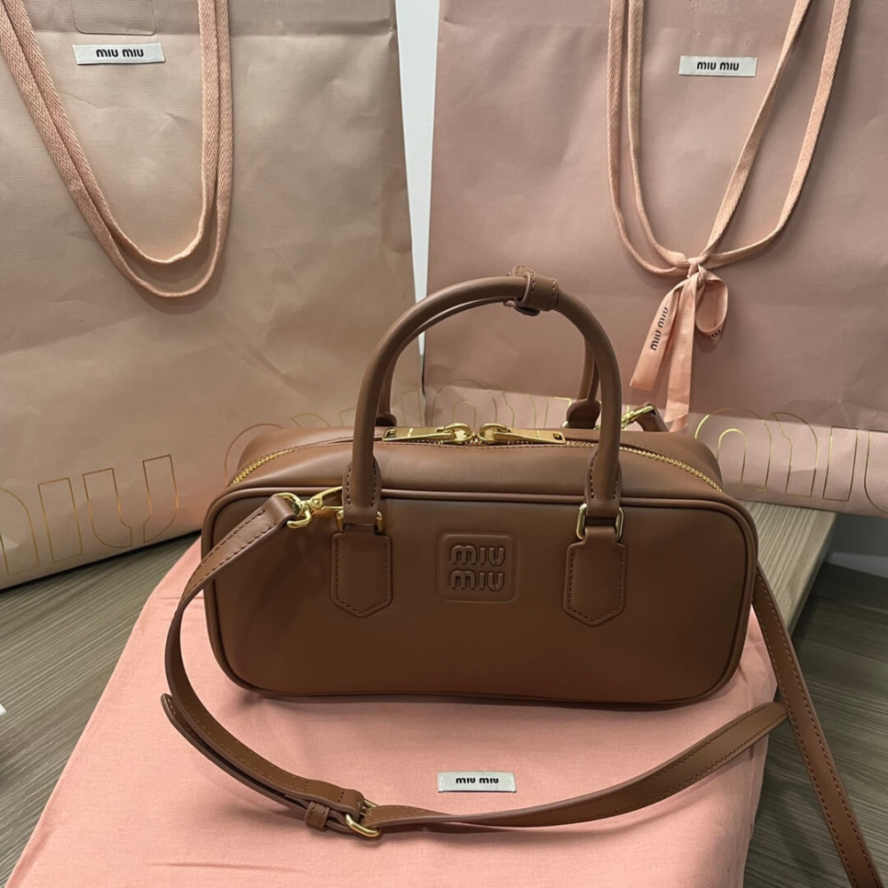 Miu Miu Arcadie Leather Bag 5BB148 Brown