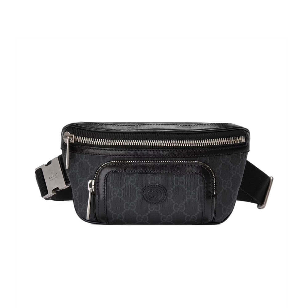 Gucci Belt Bag with Interlocking G in Black GG Supreme 682933