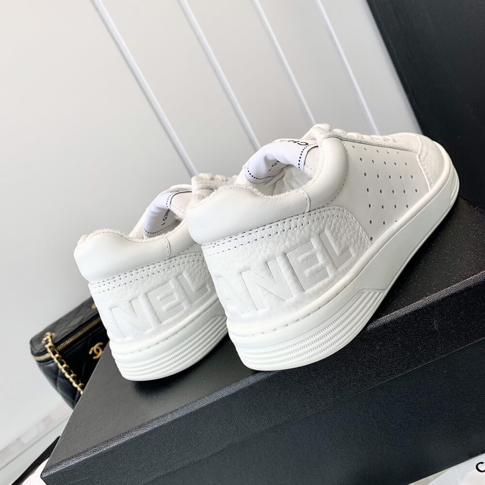 Chanel Logo Low Top Sneakers White G38808