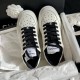 Chanel Grained Calfskin Fabric Logo Sneakers G41350 White Black