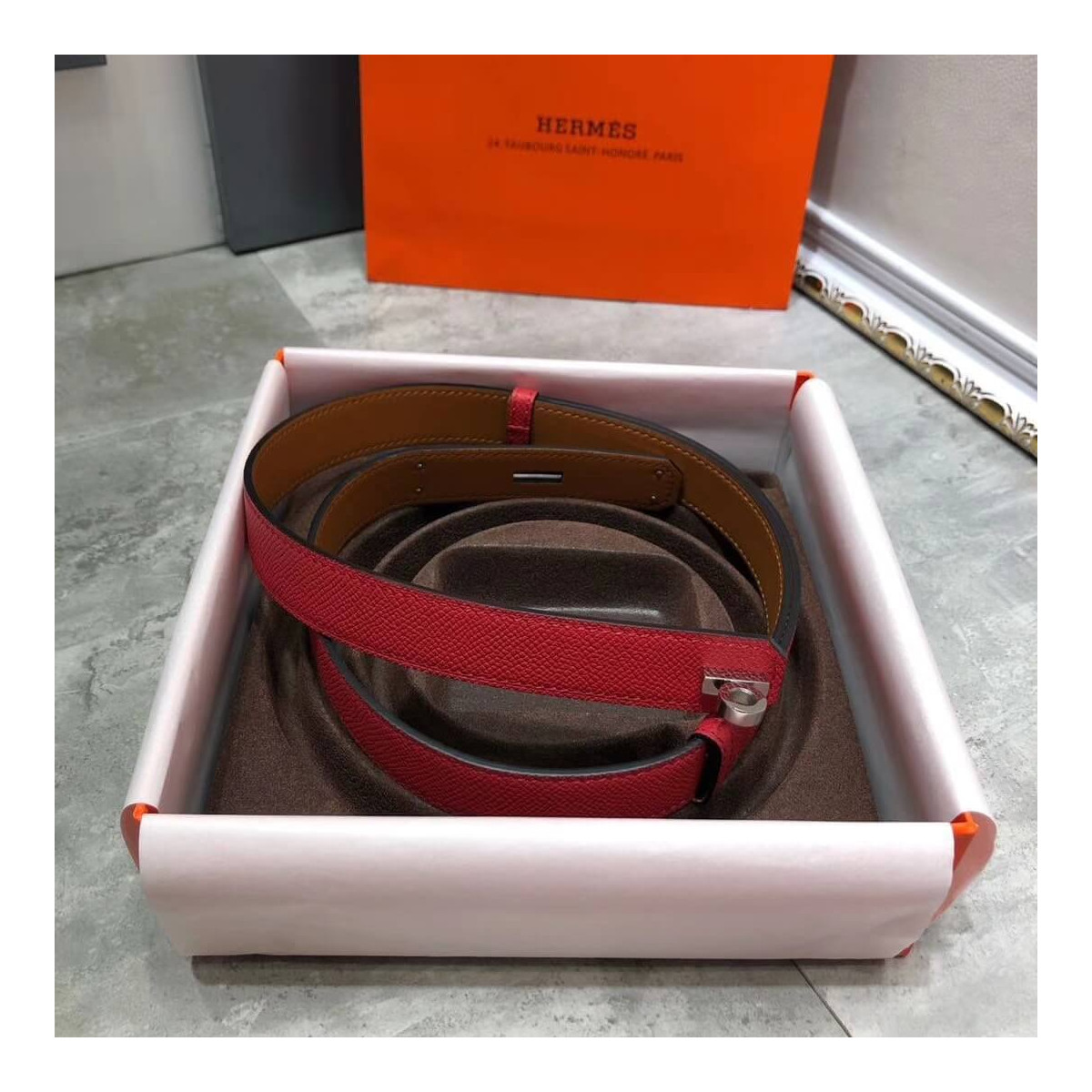 Hermes O&#039;Kelly 24 Belt H07960 Burgundy