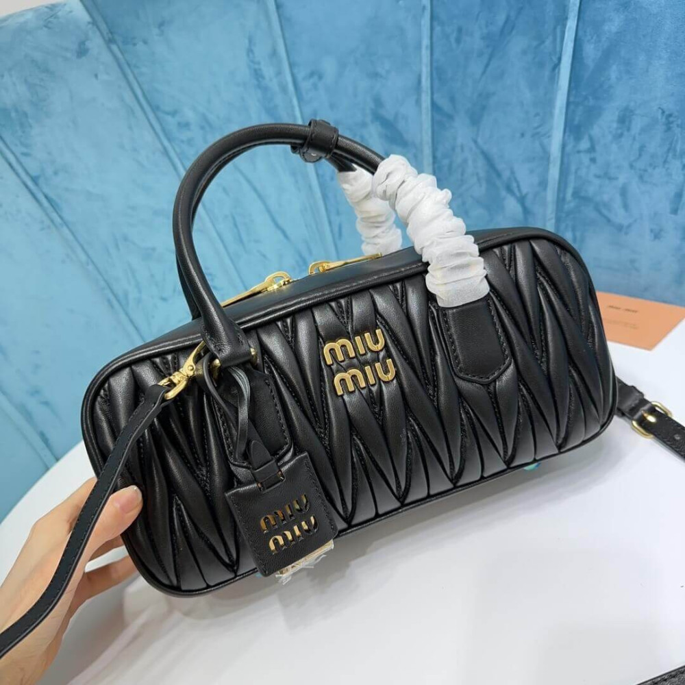 Miu Miu Arcadie Matelasse Nappa Leather Bag 5BB148 Black