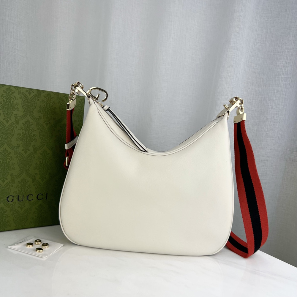 Gucci White Leather Attache Medium Shoulder Bag 702823