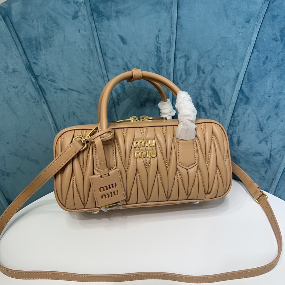 Miu Miu Arcadie Matelasse Nappa Leather Bag 5BB148 Sand Beige