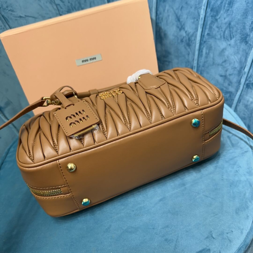 Miu Miu Arcadie Matelasse Nappa Leather Bag 5BB148 Caramel