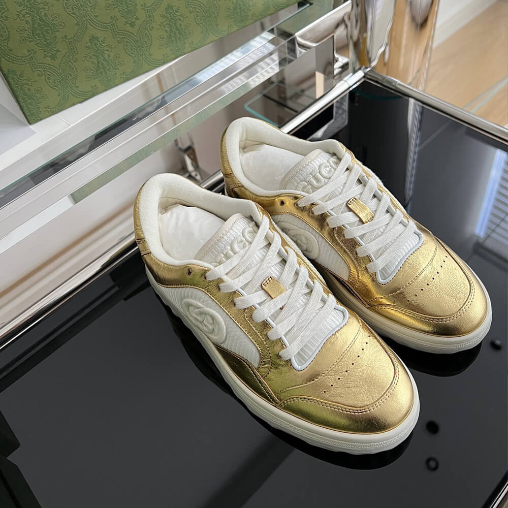 Gucci MAC80 Metallic Leather Low-Top Sneakers 750834