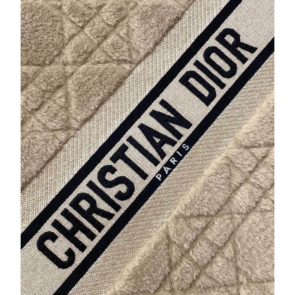 Christian Dior Large Book Tote Beige Cannage Shearling M1286