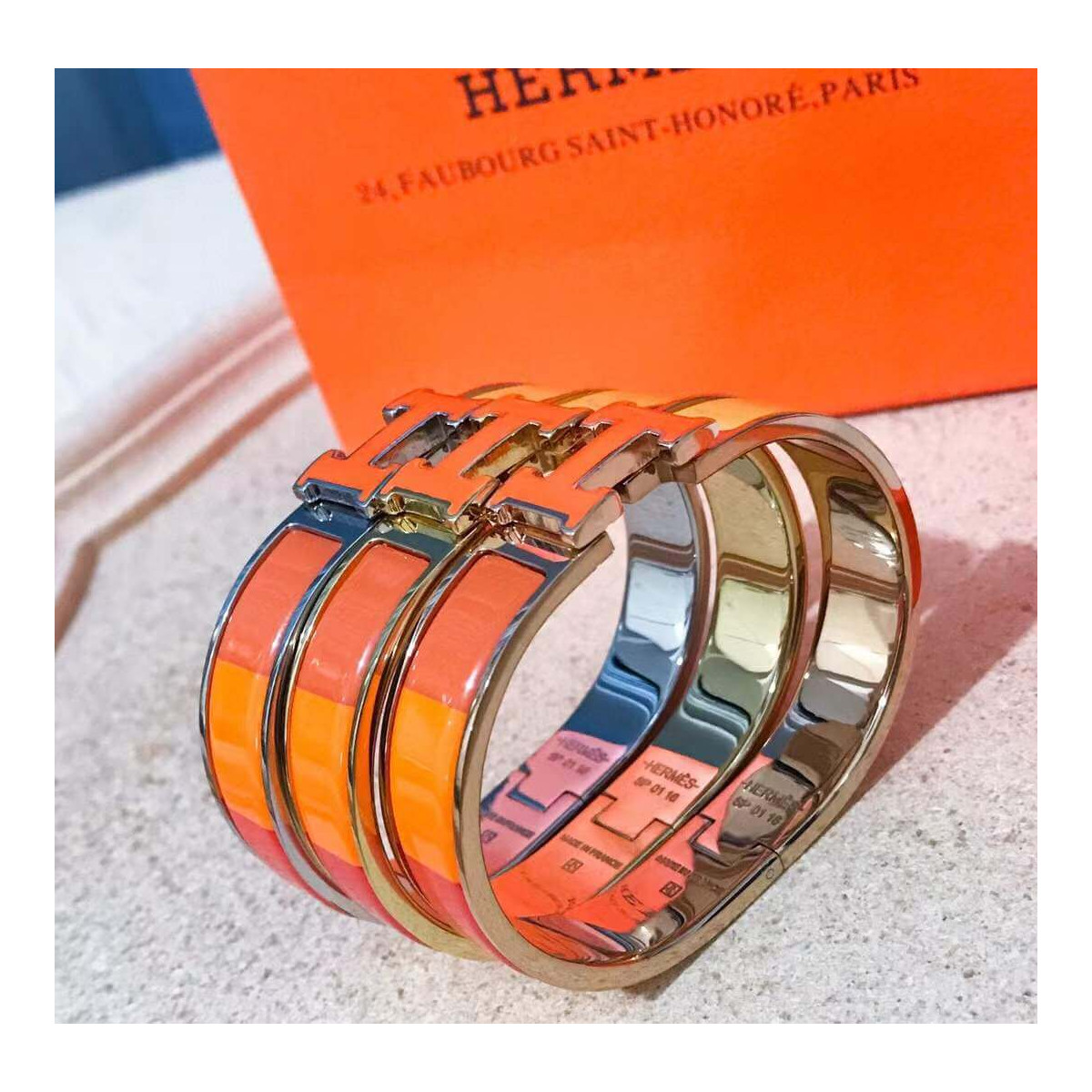 Hermes Narrow Rainbow Clic Clac H Bracelet