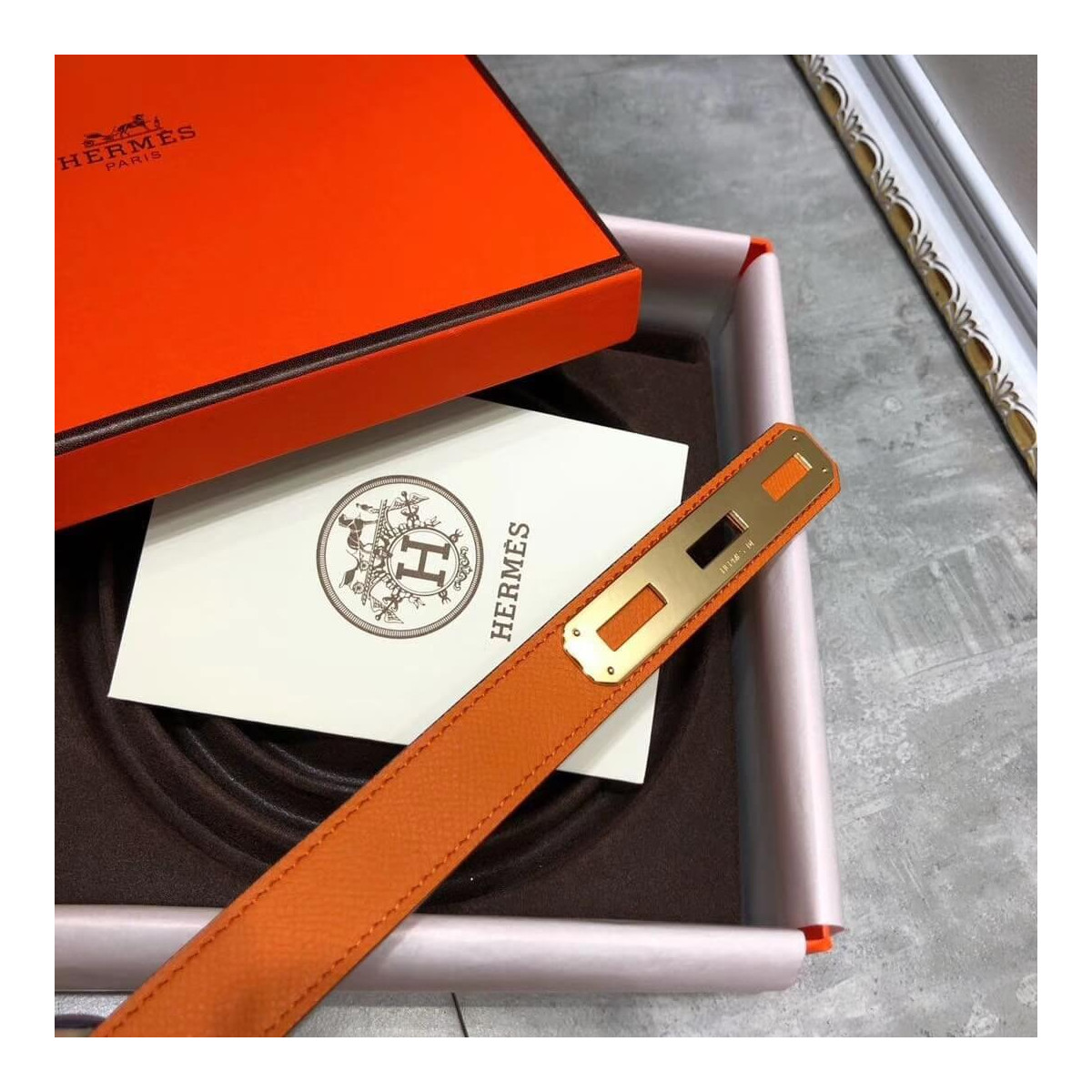 Hermes O&#039;Kelly 24 Belt H07960 Orange