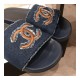 Chanel Denim Logo Sandal Mules G35781