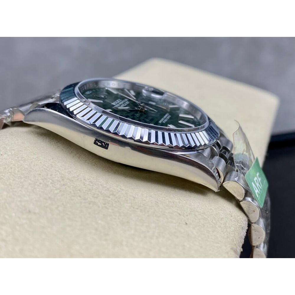 Rolex Datejust 41mm Green Motif Dial Jubilee Stainless Steel Automatic Fluted Bezel