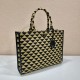 Prada Large Symbole Embroidered Fabric Handbag 1BA356 Black/Beige