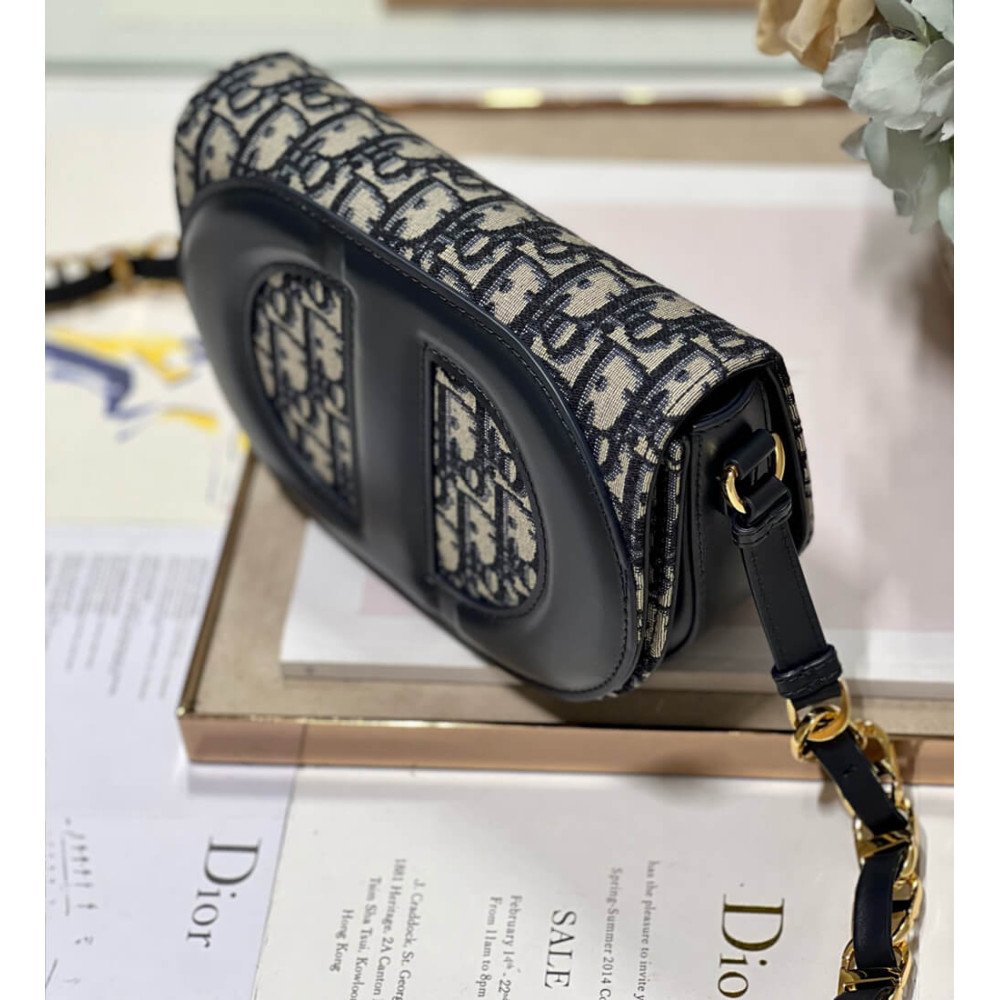 Christian Dior Signature Bag With Strap Blue Oblique Jacquard M9280