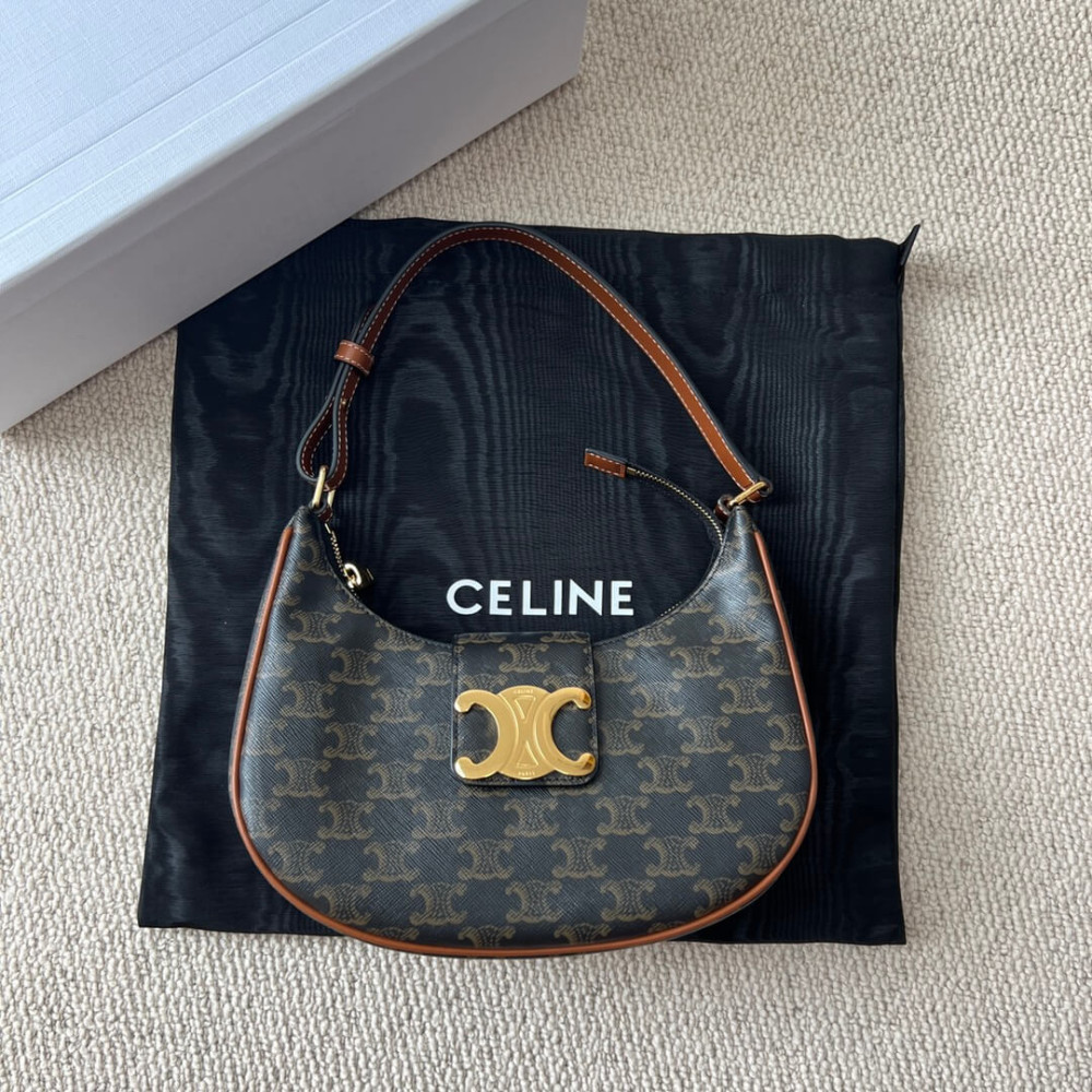 Celine Medium Ava Triomphe Bag In Triomphe Canvas And Calfskin 114492