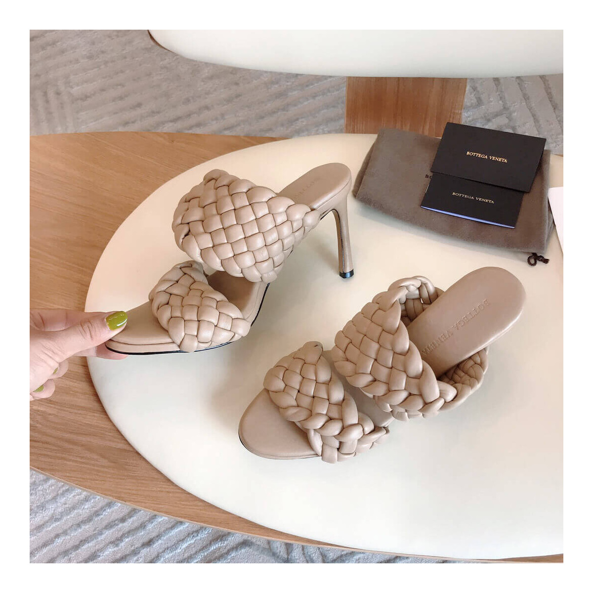 Bottega Veneta BV Curve Sandals 621213 Tapioca