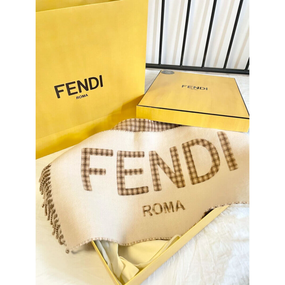 Fendi Cream Wool And Cashmere Scarf FXT334