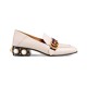 Gucci Calfskin Web Pearl Embellished Mid-Heel Loafer 423559