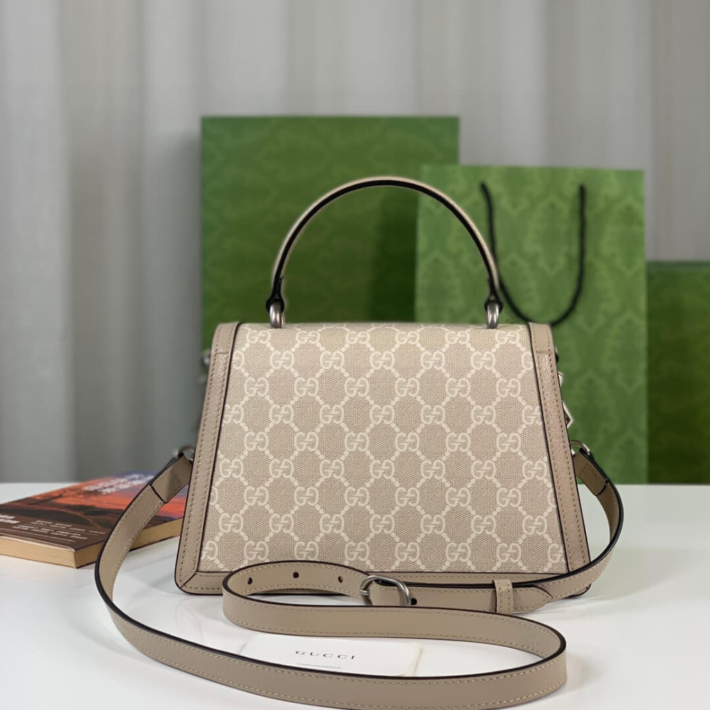 Gucci Small Dionysus Top Handle Bag 739496 Oatmeal Leather Trim