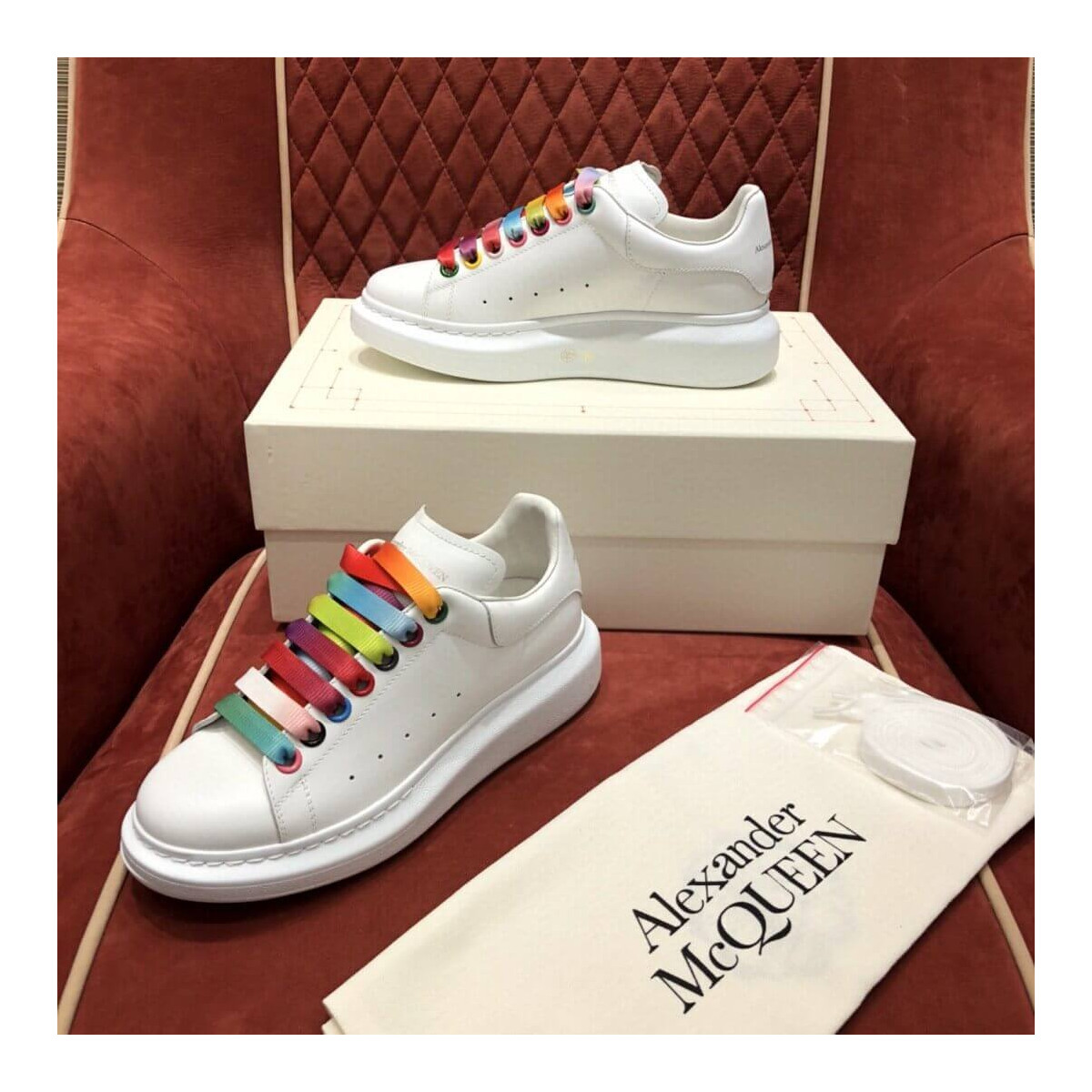 Alexander McQueen Oversized Sneaker With Rainbow Laces 5537