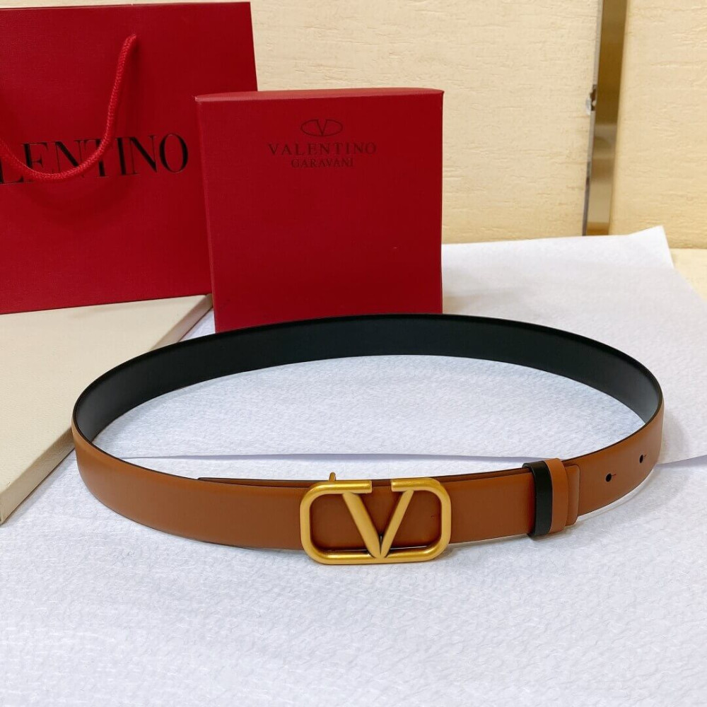 Valentino Reversible Vlogo Signature Belt In Glossy Calfskin 30 mm