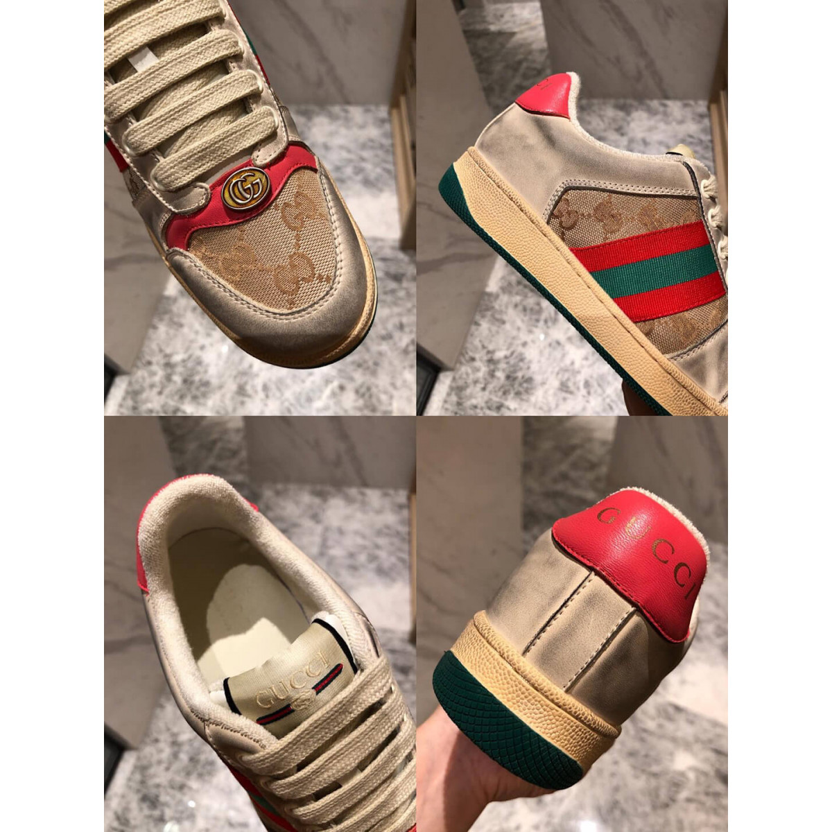 Gucci Screener Leather Sneaker 570443 Red