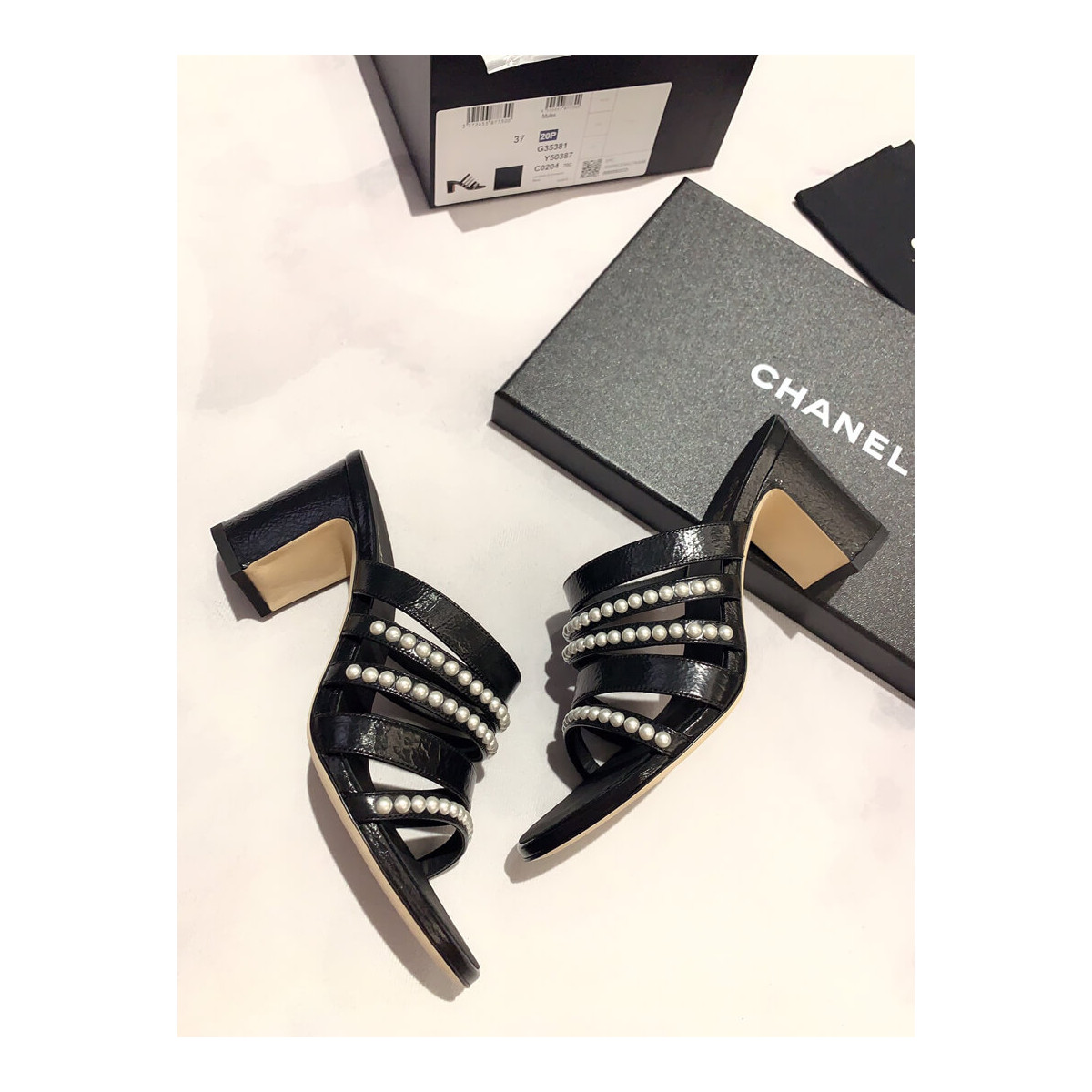 Chanel Laminated Lambskin Mules G35381