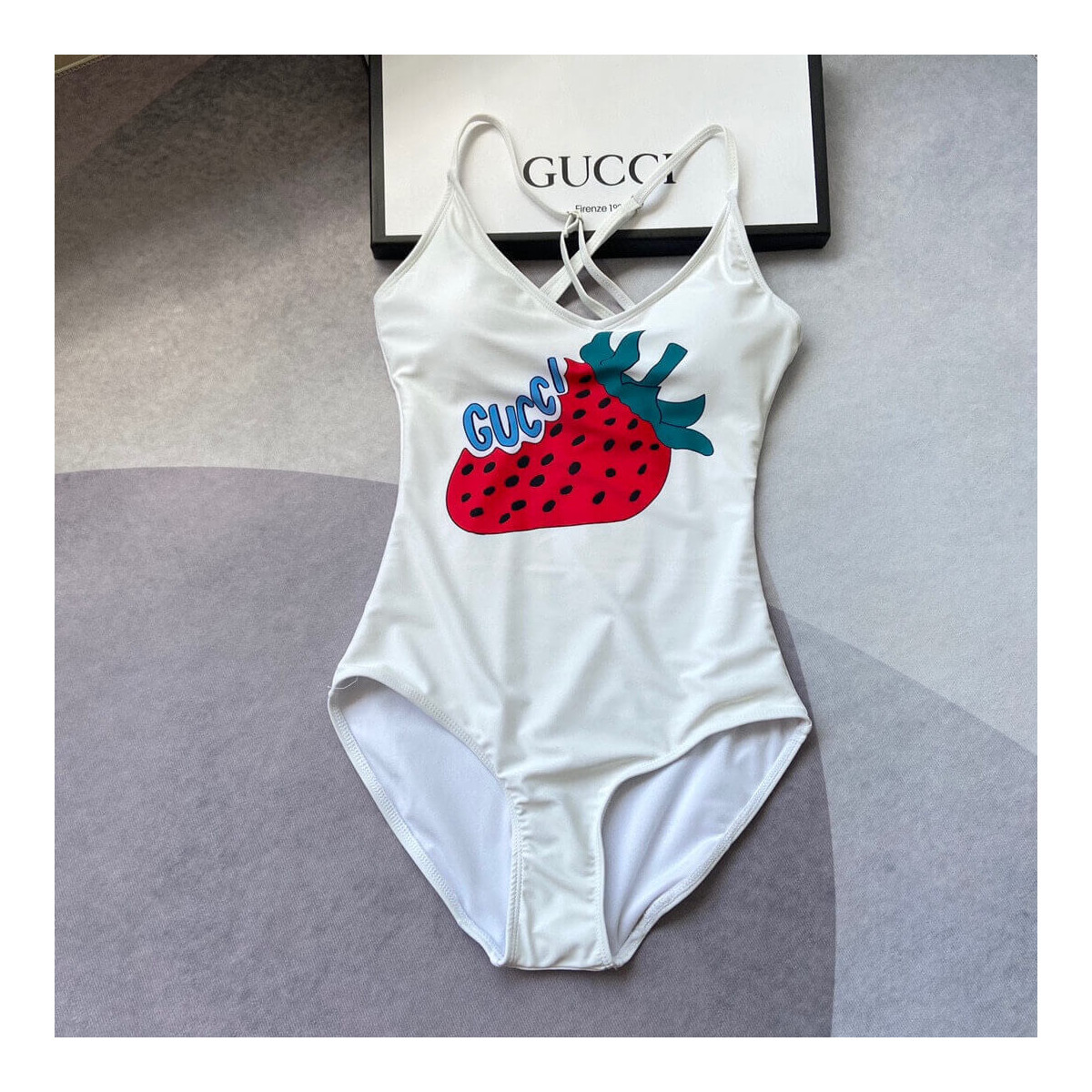 Gucci Strawberry Print One Piece Swimsuit 192451