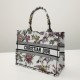 Christian Dior Book Tote White Multicolor Jardin Botanique Embroidery