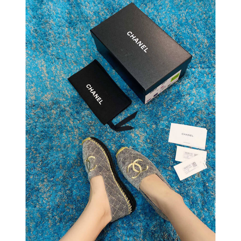 Chanel CC Logo Velvet Espadrilles G32910