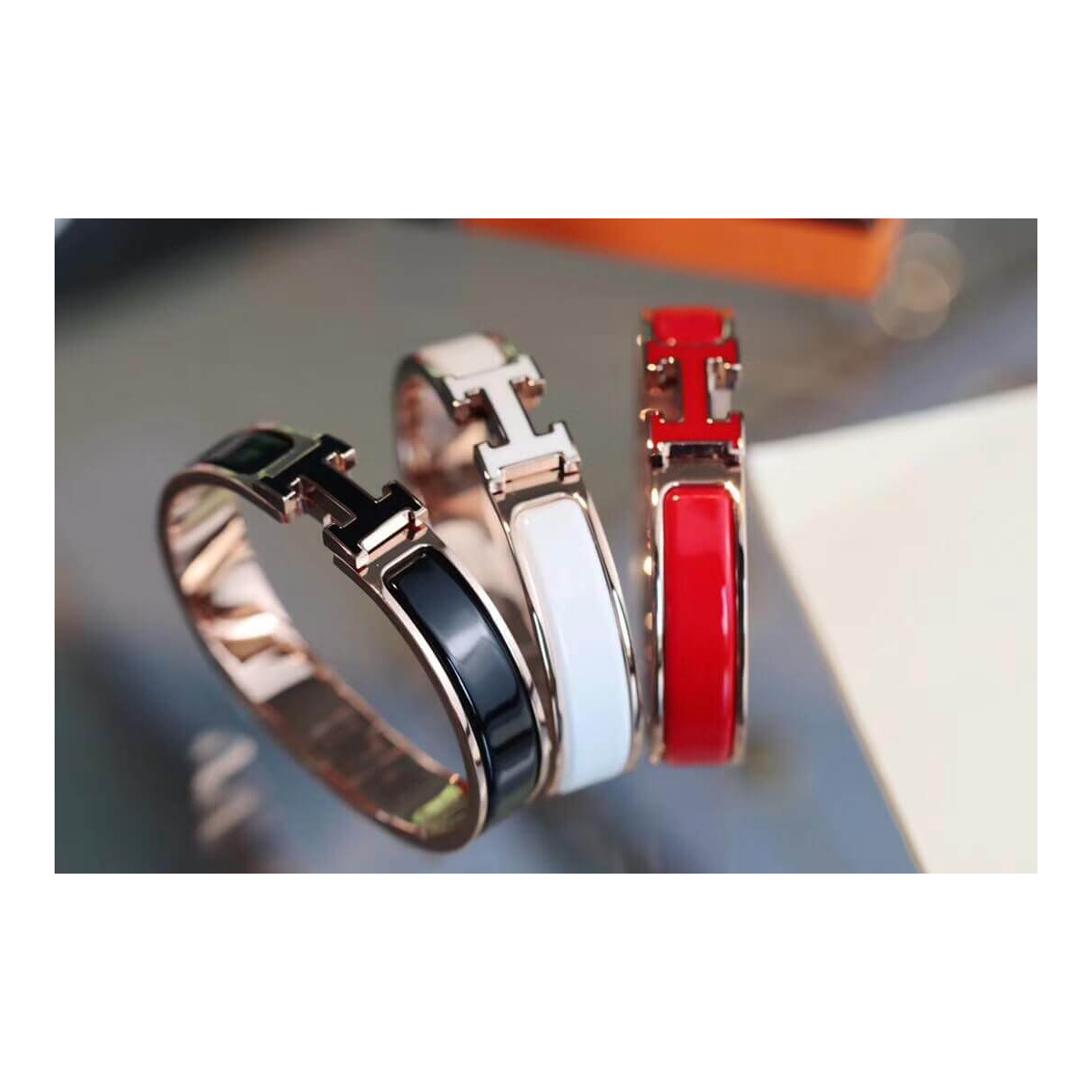 Hermes Narrow Clic Clac H Enamel Bracelet