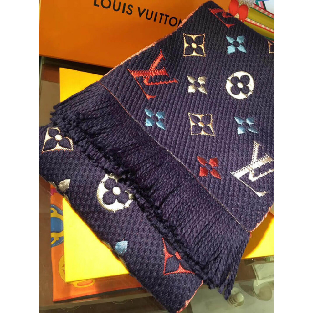 Louis Vuitton Logomania Rainbow Scarf M70899 Navy Blue