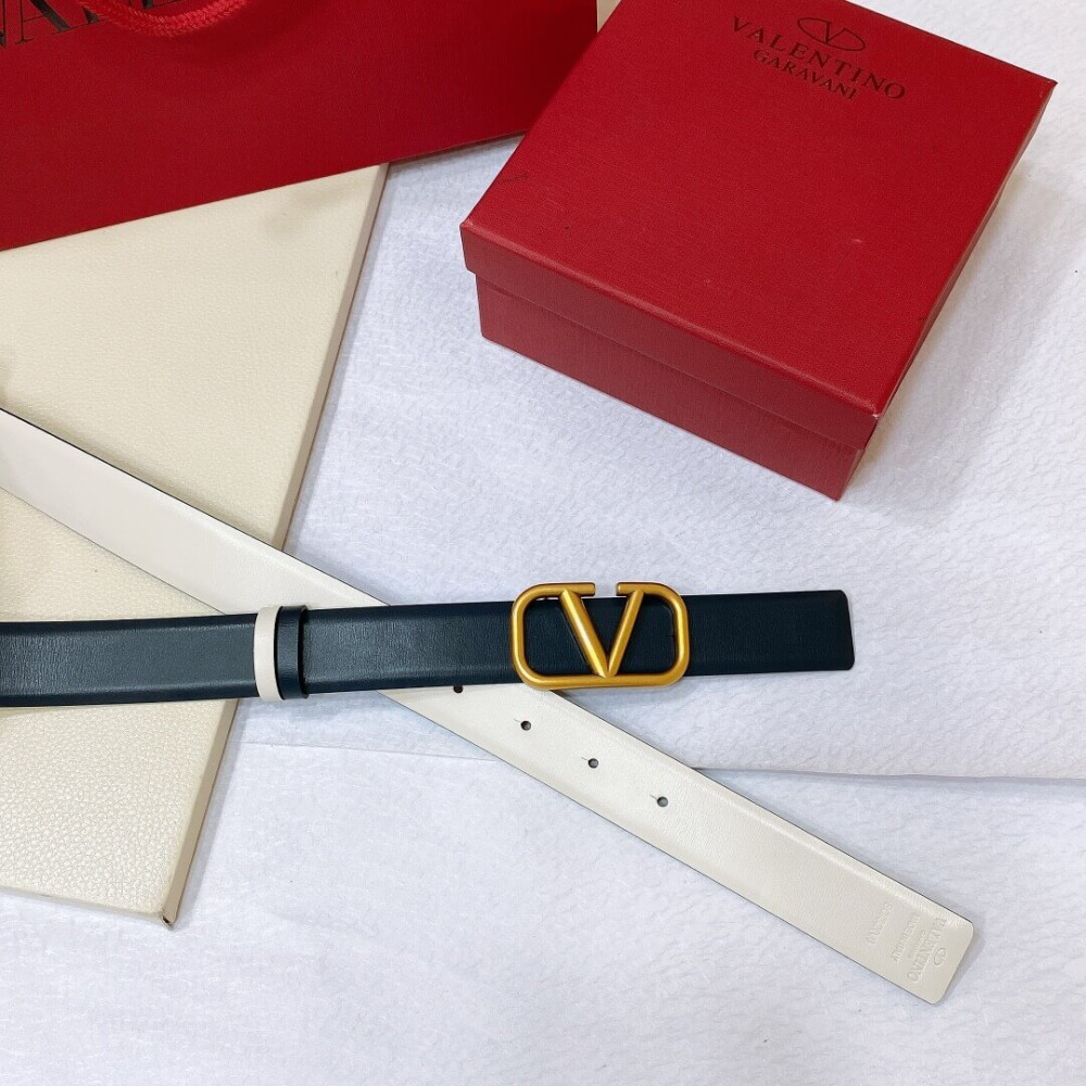 Valentino Reversible Vlogo Signature Belt In Glossy Calfskin 30 mm