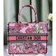 Christian Dior Book Tote Pink Multicolor Toile de Jouy Voyage Embroidery